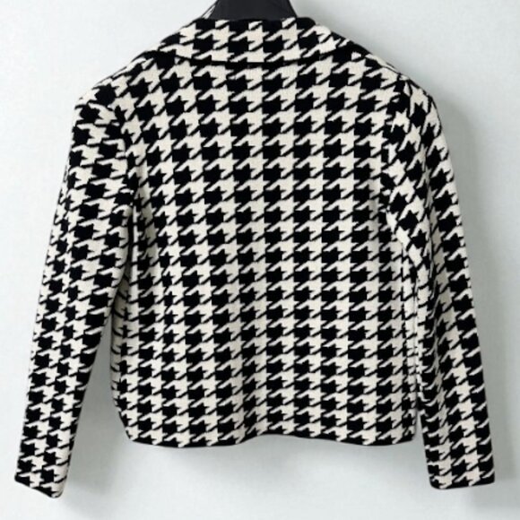 Women’s Black & White Houndstooth Knit Blazer Cardigan Jacket – Size S - Picture 2 of 9